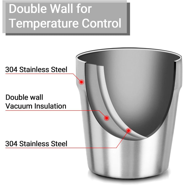 Set med 4 st 175 ml rostfria stålmuggar, stapelbara dubbelväggiga små