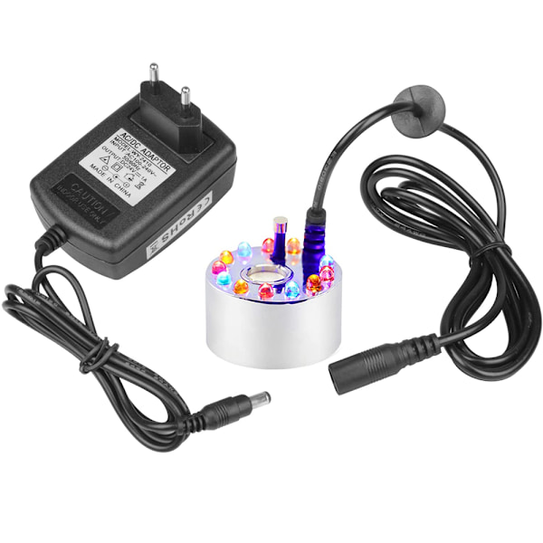 Damfontene tåkegenerator vannspray med strømpakke og 12 LED