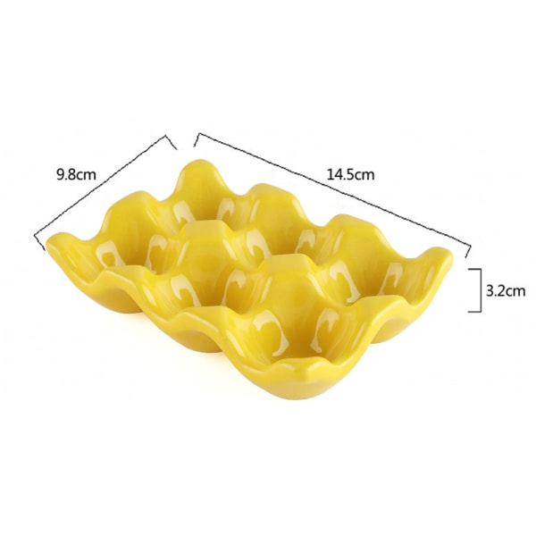 Keramisk eggplate, 6 gitter egg holder, gul