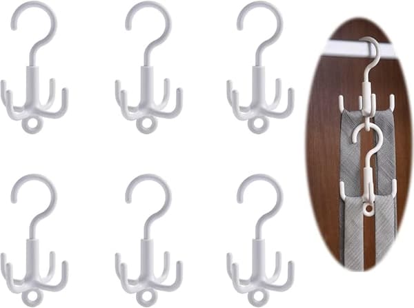 6 st Stapelbara Krok för Slipsar Halsdukar Bälten Kläder Väskor Skor
