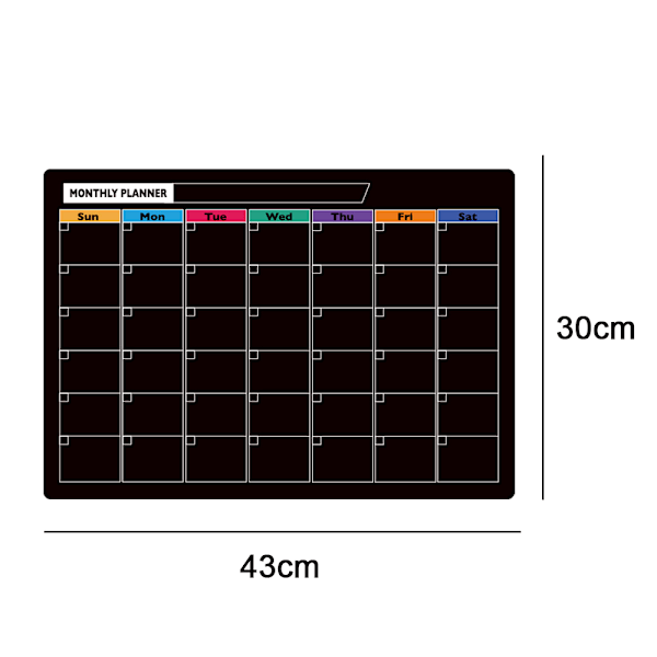 Magnetisk whiteboard selvklæbende til glatte overflader 43x30cm måned