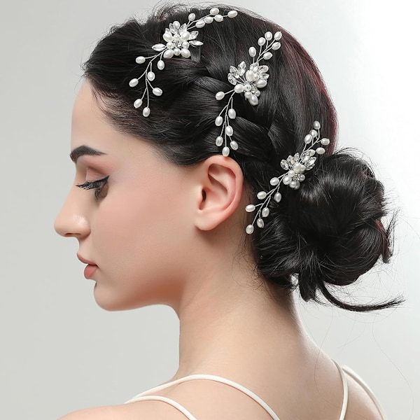 Glittrande Bröllopshåraccessoarer, Strass Blomsterflickaklämmor med Flexibel Positionering, för Fester och Dejter (4 st)