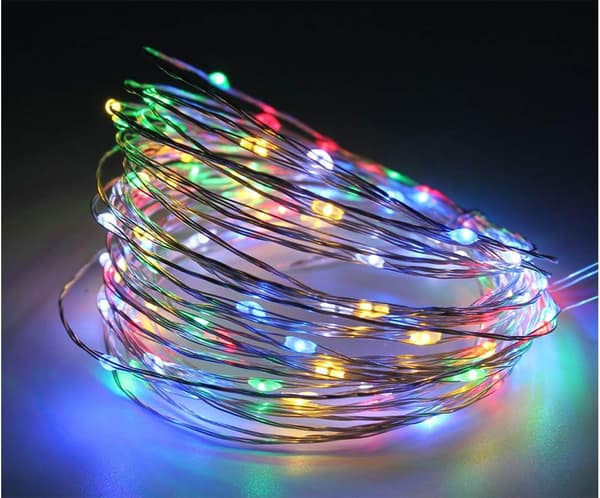 (Multifärgad RGB, 100 LED 10 Meter), LED-slinga med USB 5V Koppar