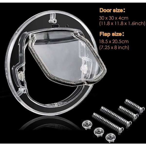 Okrossbar Entré, Högkvalitativ ABS-plast Kattlucka, Transparent Design, 4-vägs Låsning, Väderbeständig, 29 cm X 29 cm X 3 cm