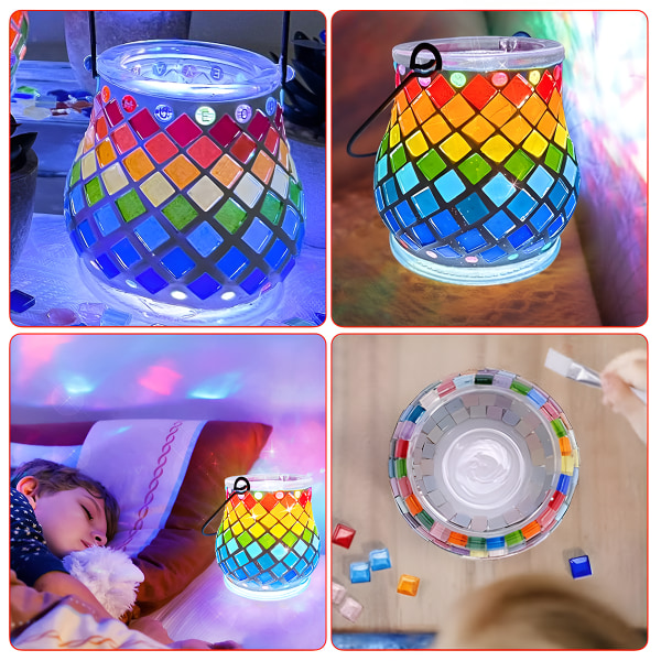 Fairy Lantern Craft Sæt Til Børn, Diy Mosaik Lampe, Diy Kreative Håndværk Til Hjemmedekoration, Blomsterkrukker, Mosaiksten Til Piger Børn