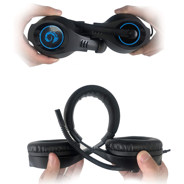 2-pack spelheadset med mikrofon för PS4 Xbox One, blå