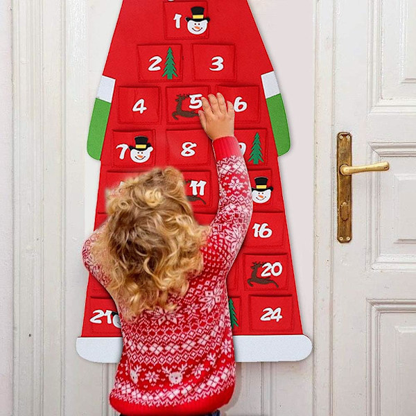 Nedräkning till jul med återanvändbar adventskalender, söt tomtedesign i filtmaterial för minnesvärda julstunder