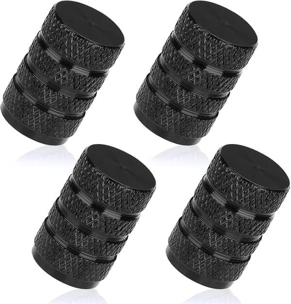 Bildäck Svarta Dammskydd, 4-pack Aluminiumlegering Däckventil, Enkel