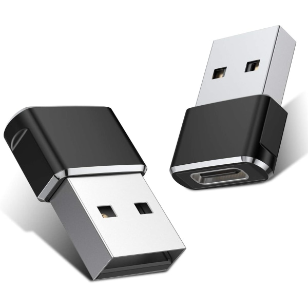 2st USB C hona till USB A hane-adapter, typ C, svart