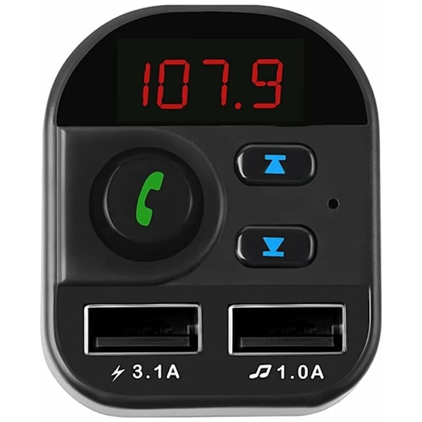 Bil Bluetooth 5.3 FM-sändaradapter, Snabb Dubbel USB-laddare, Brusreducerande Handsfree-samtal, Stämningsljusomkopplare för Bluetooth-enheter