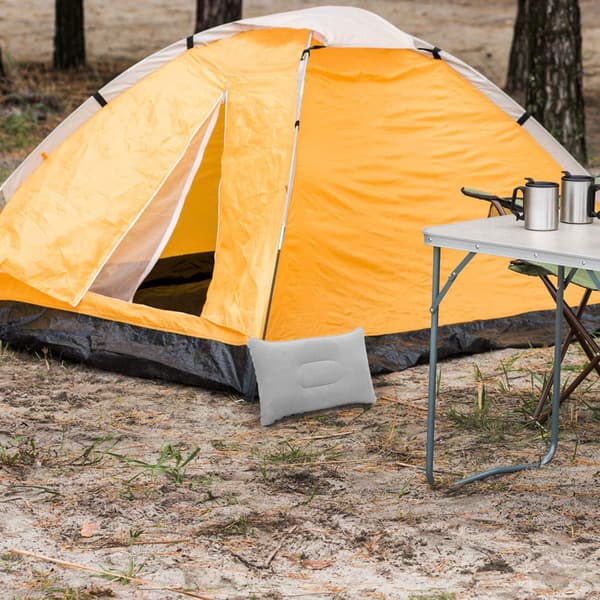 2 x Blå Oppblåsbar Pute Camping Reise Myk Blås-Grå