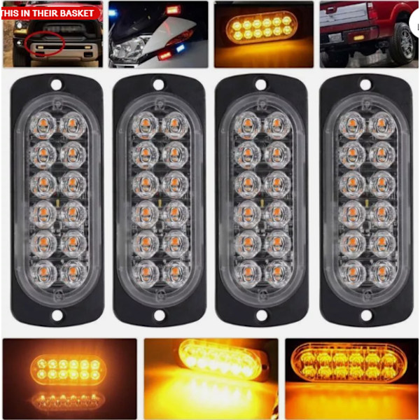 8x 12 LED Amber Återställning Strobe Blinkande Ljus Lastbilsfyr Lampa Ljusramp 12-24V