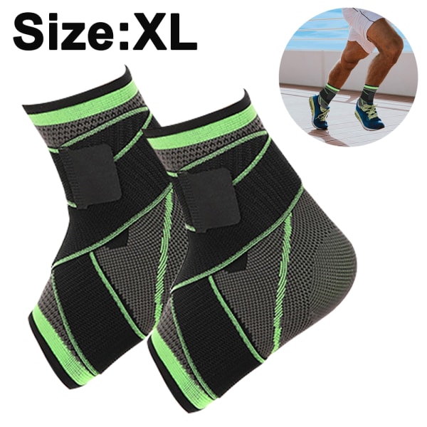 Sports ankelstøtte, justerbar ankelstøtte, grønn, XL
