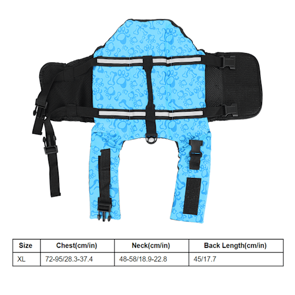 Høj Opdrift Hundebadetøj Justerbar Pet Sikkerhedsvest med Refleks til Svømning Blå Knogler XL