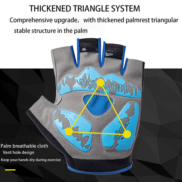 Polstrede handsker med anti-skrid design, sort og blå, M
