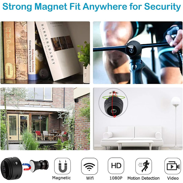 Guardian Angel, Magnetisk Mini Säkerhetskamera, 1080P HD WiFi-kamera, Din Mångsidiga Väktare, Infraröd Mörkerseende, Rörelsevarningar, Sömlös App