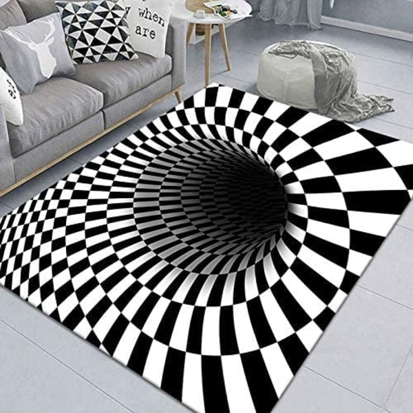 3D-stereokuvioitu mustavalkoinen liukumaton ruudullinen matto