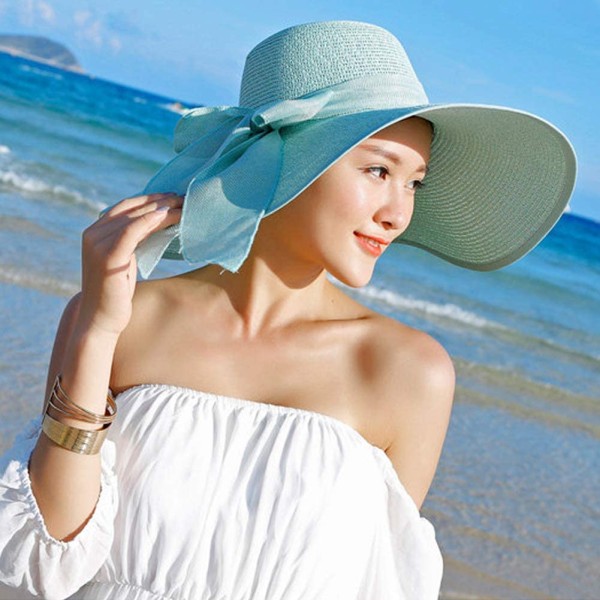 Kvinders solbeskyttelsesstråhat med bred skygge, folbar floppy hat