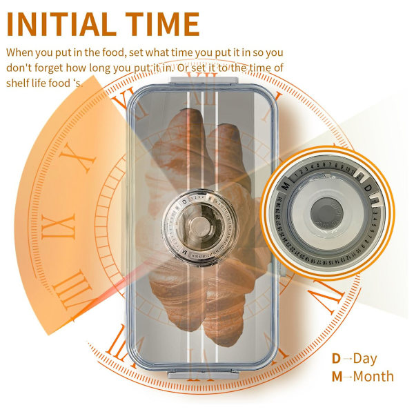 Brödbehållare med lufttät lock - Brödlåda för köksbänk, tidsregistrerande brödbehållare för hembakat bröd, Bagel,