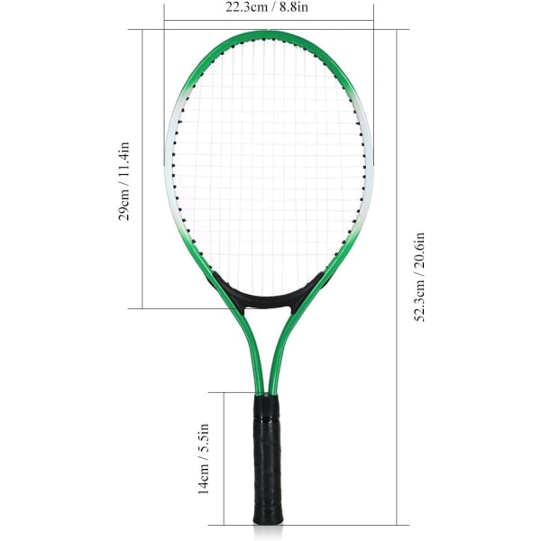 Set med 2 tennisracket för tonåringar för träning av tennis, grön