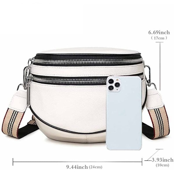 Fanny Pack i Läder för Kvinnor och Flickor, Justerbar Axelrem för Mobiltelefonväska, Vattentät Funktion i Äkta Kvalitetsläder