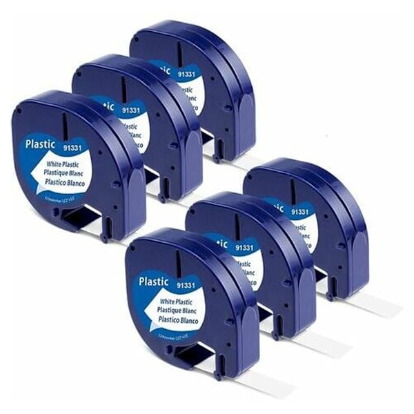 Ersättnings Dymo Letratag Refill, Termiskt plastpapper Svart På Vit Etikett 12mm X 4m, Självhäftande Baksida Vattenresistent Blekningsbeständig Refill