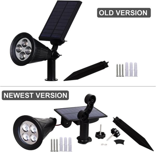 Solar LED flomlys, 2 i 1 4 LED solcellelys, IP65 vanntett O