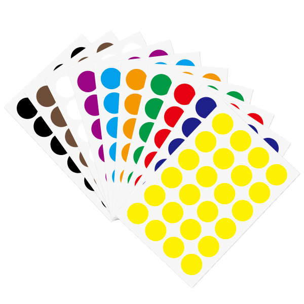 2400 kpl värillisiä pistetarroja 1,9 cm 10 väriä, koodaustarrat ympyrä