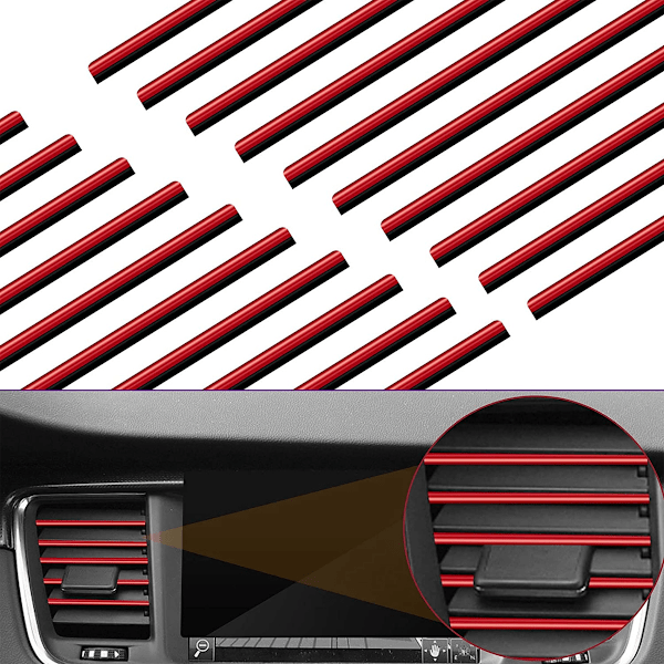 20 stk. 19,5 cm Bil Luftventil Stripe, Dekorative Striper Biltilbehør Bilinteriørdekorasjon For Bil Klimaanlegg Ventiluttak Gitter (Rød)