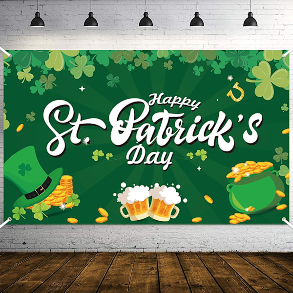 Iögonfallande St. Patricks Day-dekorationer, utsökt bannerdesign med shamrock irländska lyckomönster, polyestertyg för inom- och utomhusbruk,