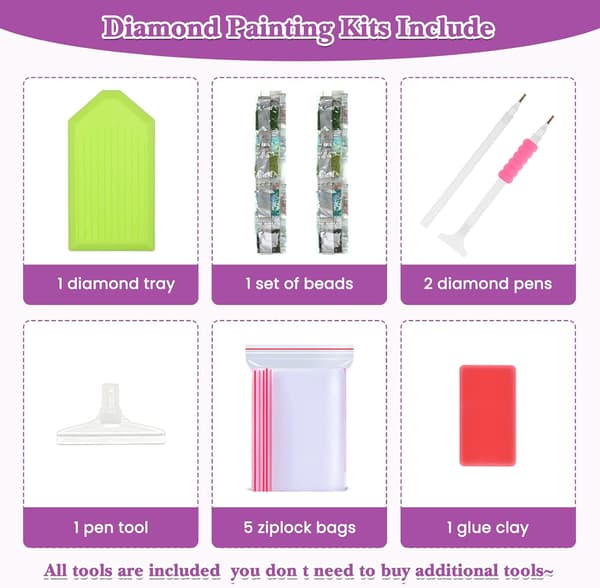Diamantmålning, Komplett kit för diamantbroderi, 5D DIY Diamant P