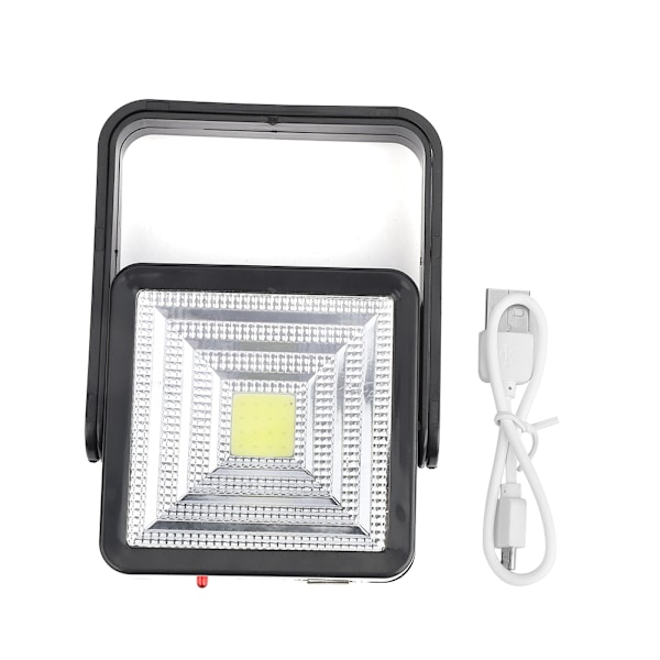 Bærbar LED COB Sol Camping Lampe Genopladelig USB Opladning Lys til Udendørs Vandreture Sort