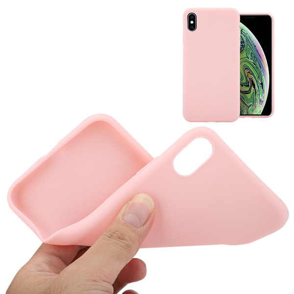 Flytande silikongummiskal för iPhone Xs Max, Elegant skydd med mikrofiberfoder för 6,5-tum, Rosa