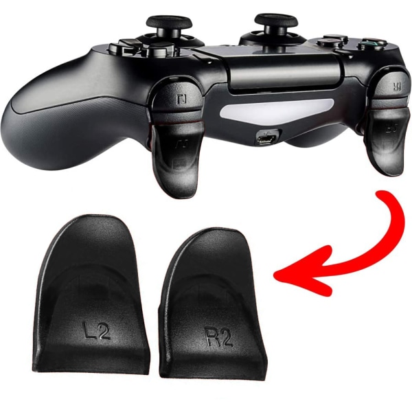 2 par PS4 trigger L2 R2 knapper skulderknapper sæt, sort
