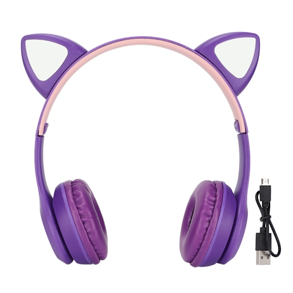 Trådlösa hörlurar med kattöron, säker 85dB volymbegränsning, Bluetooth 5.2 stabil anslutning, bärbar väska ingår för resor och skola