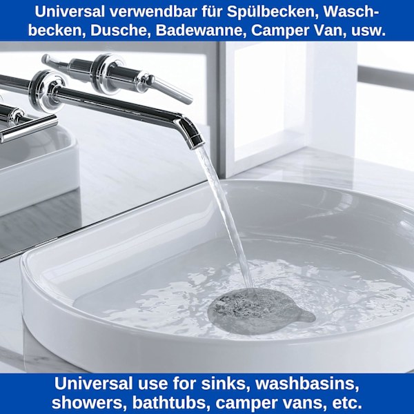 Diameter 13.3cm, (grå), 1-pack, avloppsplugg för badkar, dusch,
