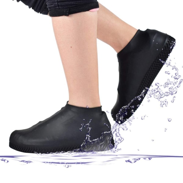 Vandtætte skoovertræk, genanvendelige skridsikre skoovertræk, sort