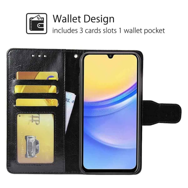 Samsung Galaxy A12 - Wallet Case - Vælg farve! Sort