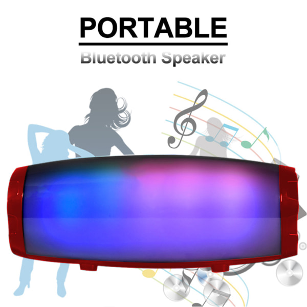Colorful Lights trådløs Bluetooth-høyttaler Subwoofer, rød