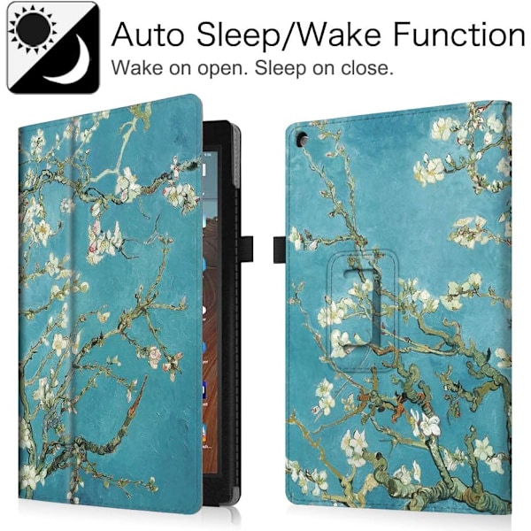 Elegant Ställfodral för Fire HD 10 Tablet 7:e och 9:e generationen, 2017 och 2019 års modeller, Slim Fit Ställskydd med Auto Wake/Sleep-funktion och Enkel