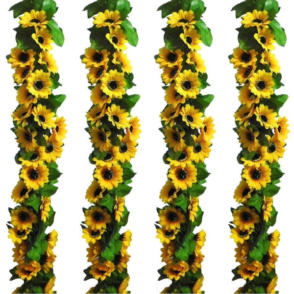 2pcs Artificial Sunflower Garland for Home Wedding  Decor,Yellow