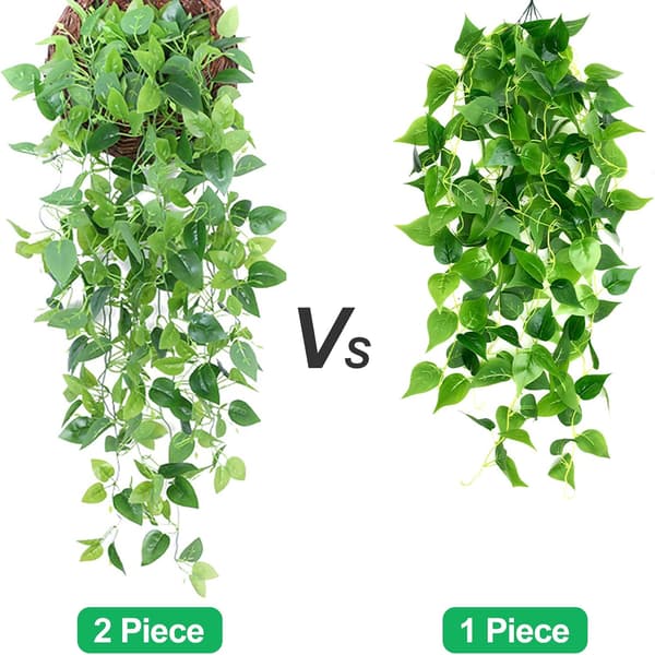 2 stk. kunstige hængeplanter, simuleret hængeplanter 100 cm