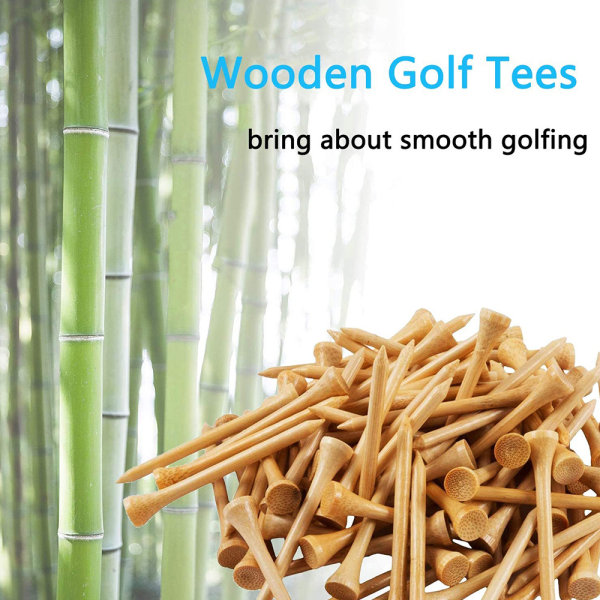 100 Stk Golf Tees, Reducer Friktion & Side Spin, træ farve,83 mm