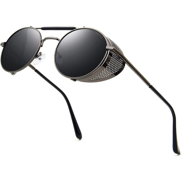 Steampunk solglasögon - svart båge svart grå film