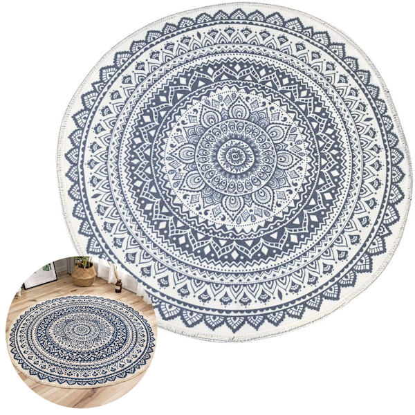 Pyöreä matto Painettu kudottu ohut matto Boho-tyyli Pyöreä matto