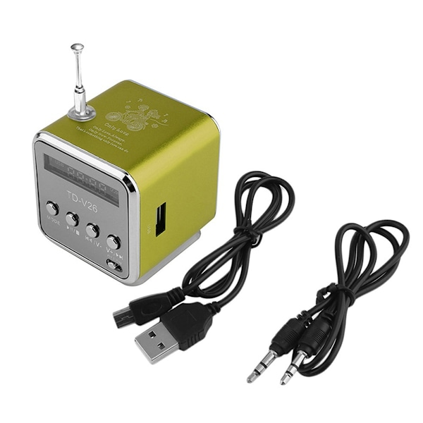 Kompakt Fluorescerande Aluminiumlegering Portabel Minihögtalare Med Bra Ljudkvalitet, Mini Och Lättviktig, Stöder SD TF-kort Och USB2.0 För Bred Användning