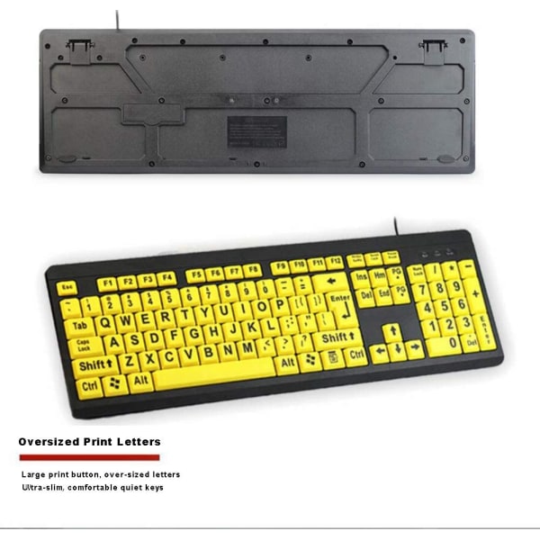 Stort teckensnitt för synskadade datortangentbord gul+svart 0cd6 | Fyndiq