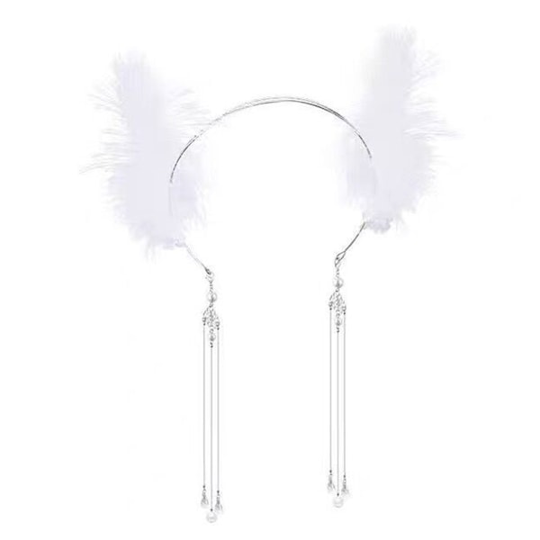 Fascinator i vintagestil, elegant fjäderhuvudbonad för kvinnor, 1920-talsinspirerad design, hårband med fjäderfransar, speciellt evenemangstillbehör för baler och