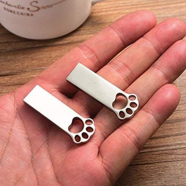 Bärbart Jump Drive med Kattfotdesign, Anpassningsbar U Disk 16GB Vattentät USB 3.0 Flash Drive För Bilar TV-apparater Högtalare