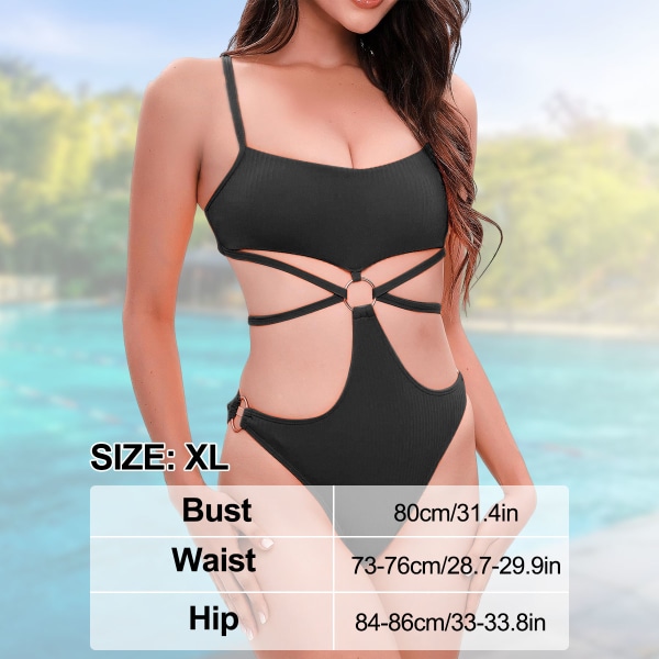 Ladies Swimsuit Cut-Out One Piece Swimwear Strapless Spaghetti Straps One Piece Swimwear